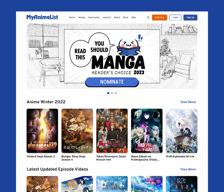 (Redesign) MyAnimelist - Home by Afridol on Dribbble