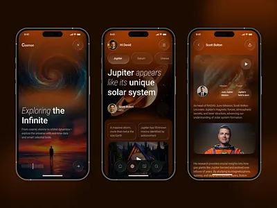 AstroSpace App app astronomy astrospace app cosmos dark ui education mobileapp science service serviceapp space space app startup student