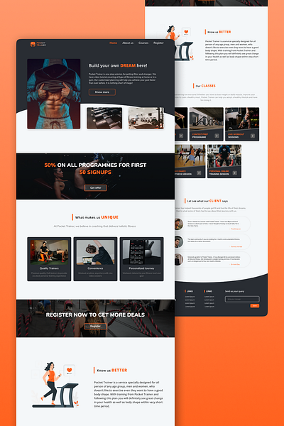 Online Gym Training Website courses design exercise fitness gym training ui uidesign uidesigning website