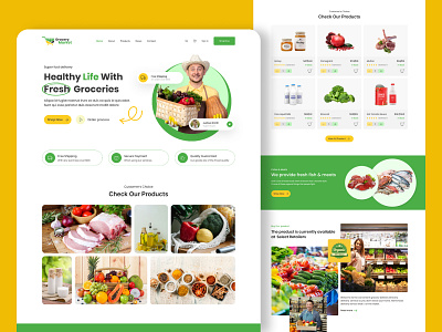 Grocery Store Landing Page ecommerce figma foodfarming fresh grocery grocery market grocery store healthy home page landing page online food online shop organic ui