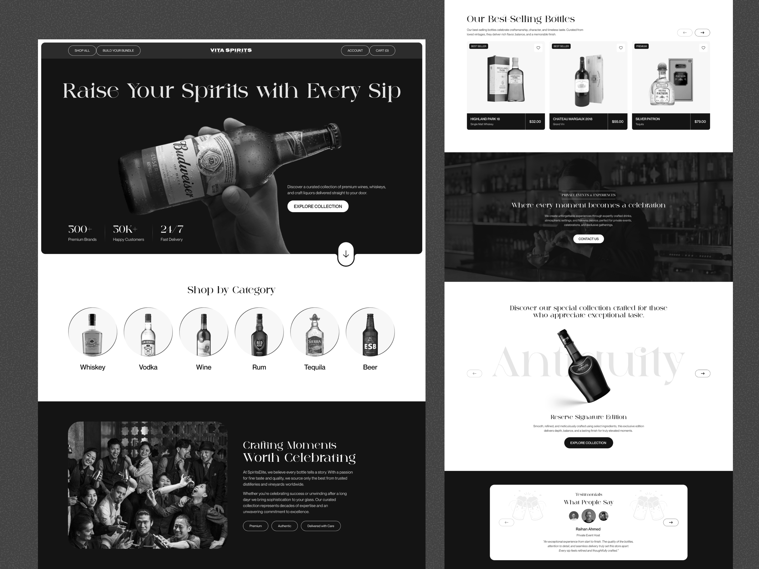 Liquor eCommerce Website Landing Page alcohol alcohol ecommerce website cro d2c premium ecommerce ecommerce landing page ecommerce store ecommerce website liquor liquor store website luxury shopify shopify design shopify liquor store shopify store shopify website web design website design wine wine shop website