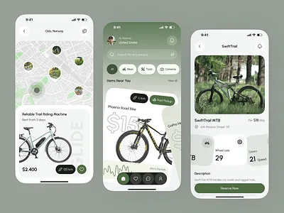 Smart Bike Rental App app design bicycle bike biking crm cycling cyclist lock mobile app route saas smart tracker ui ux wheels