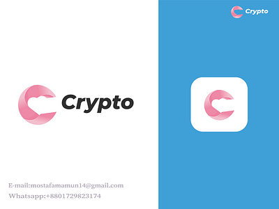 Crypto minimal modern 3d latter logo branding graphic design logo minimal logo