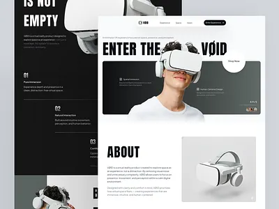 VØID — Minimal VR Landing Page branding clean design company profile design landing page landing page ui minimalist modern design online shop online store product ui uidesign uiux ux uxdesign vr vr website web design website