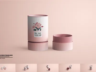 Two-Piece Telescopic Tube Box Mockup 3d branding custom box cylindrical packaging design graphic design illustration logo mockup telescopic box tube box