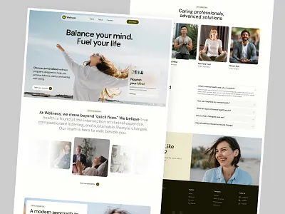 Mental Healthcare - Wellness Website Design clean interface clean ui health healthcare landing page mental health services mental health website mindfulness minimalist design minimalist landing page modern ui online therapy therapy platform uiux web ui website wellness wellness ui