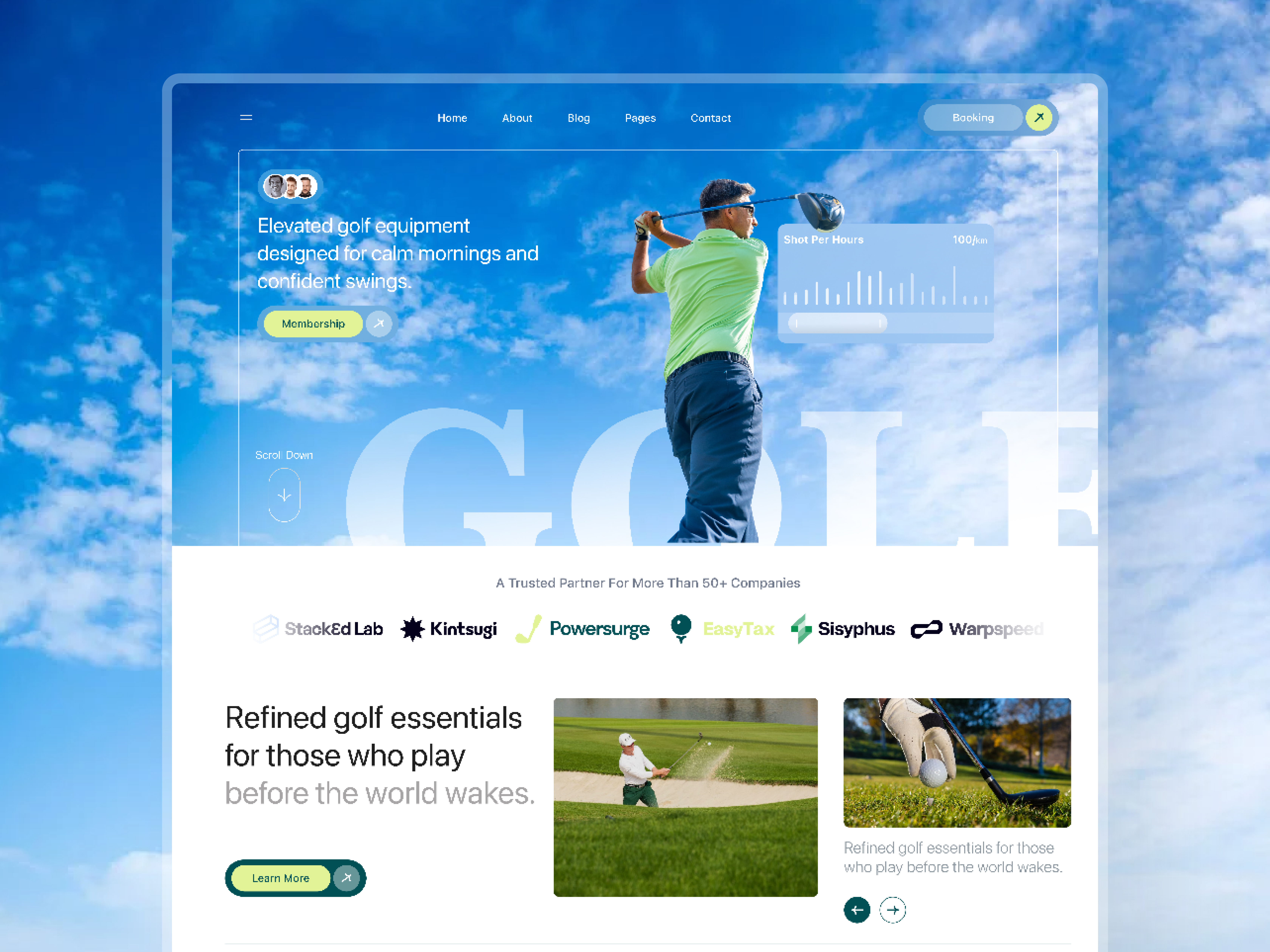 Golf Performance Experience - Merging Lifestyle | Data | Design datadrivendesign dribbbledesign golfbranding golfgear golfmembership golfperformance golfui impalaintech luxurysports reactdesign sportsux tailwindcss userexperience uxdesign