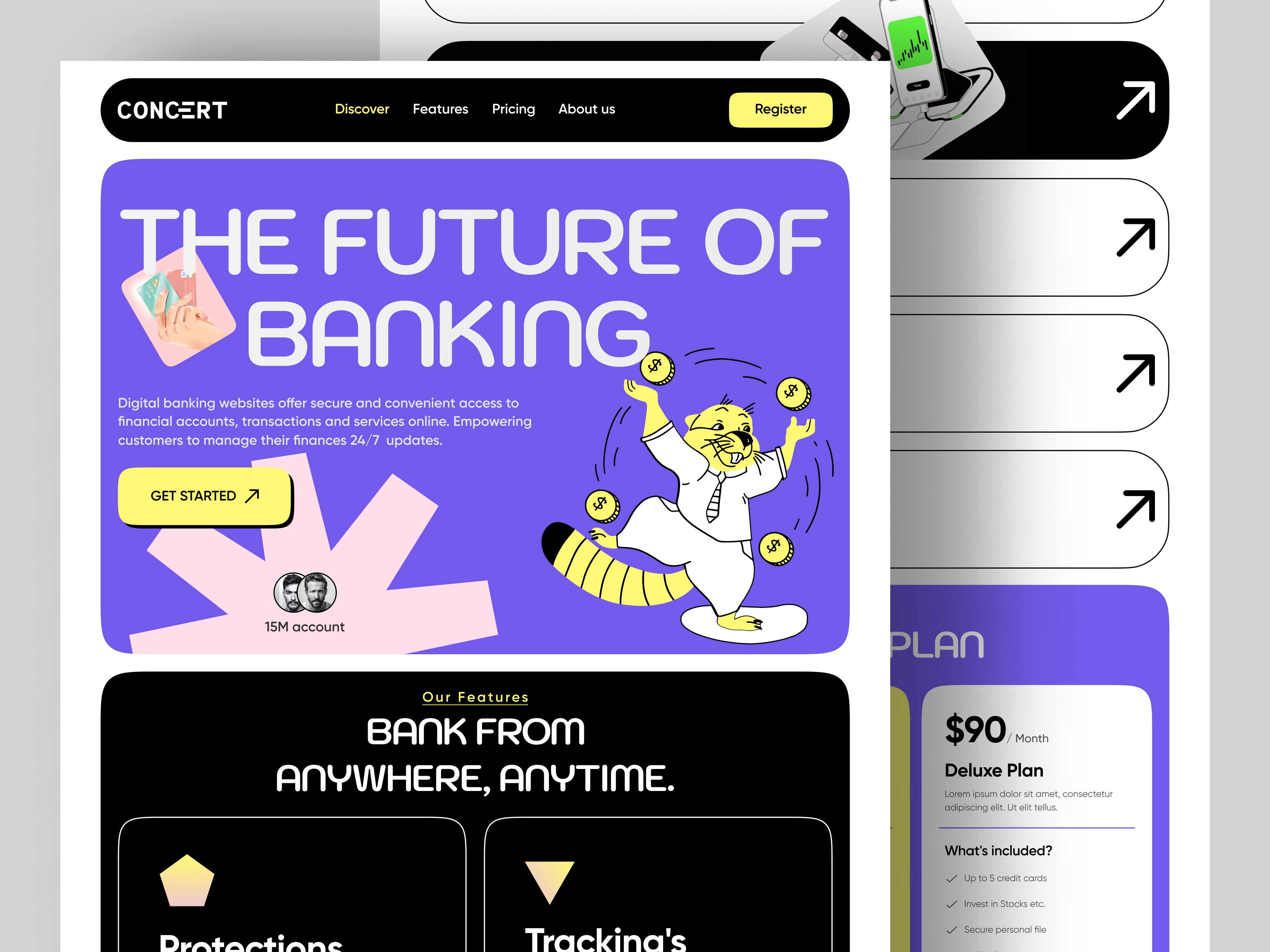 Digital Banking Landing Page Website bank bank app bank card banking design digital banking digital banking website finance finance app financial fintech landing page mobile banking mony ui ui design ux web web design website