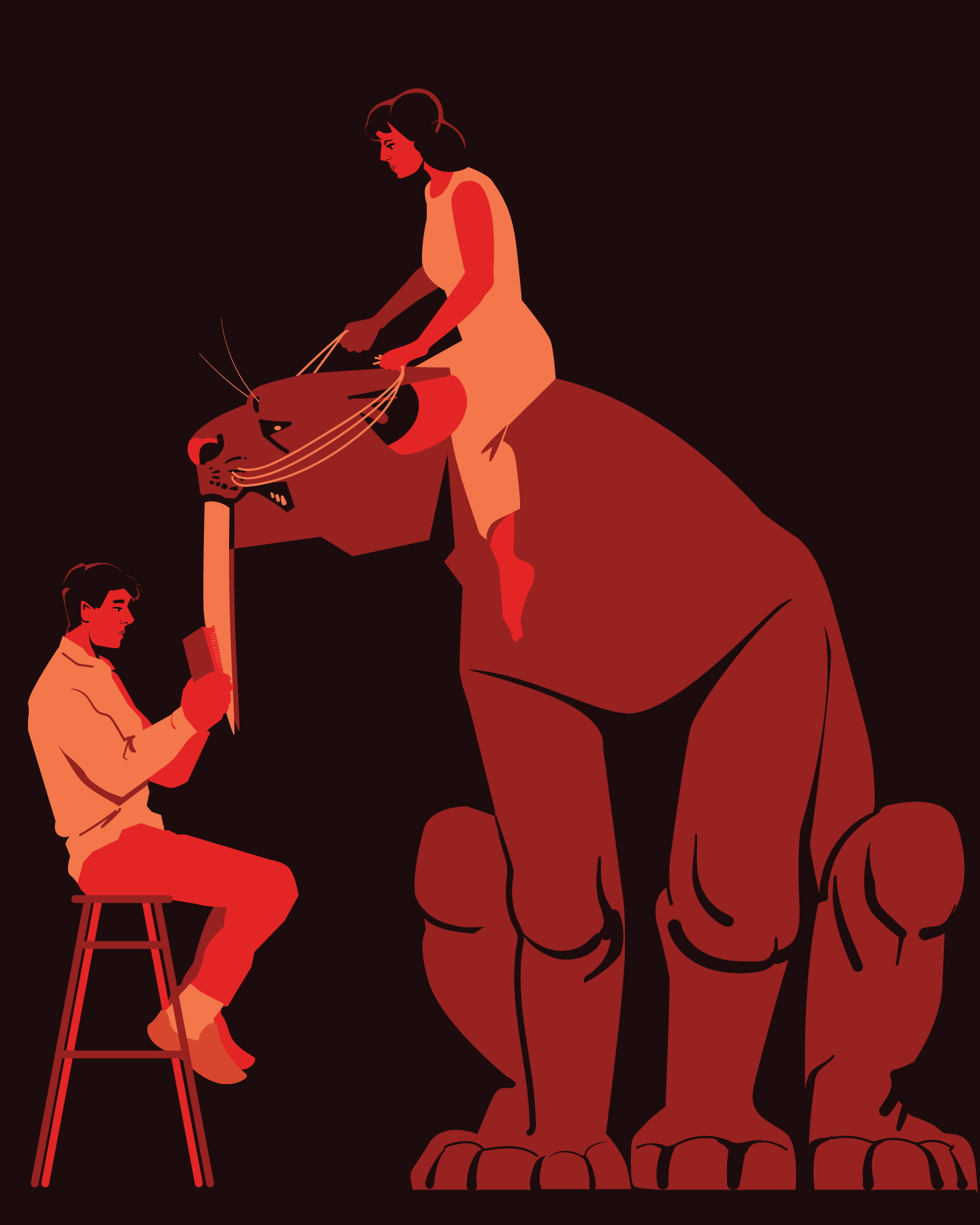 Cleaning animal digitalart drawing human illustration illustrator prehitoric sabertooth tiger vector