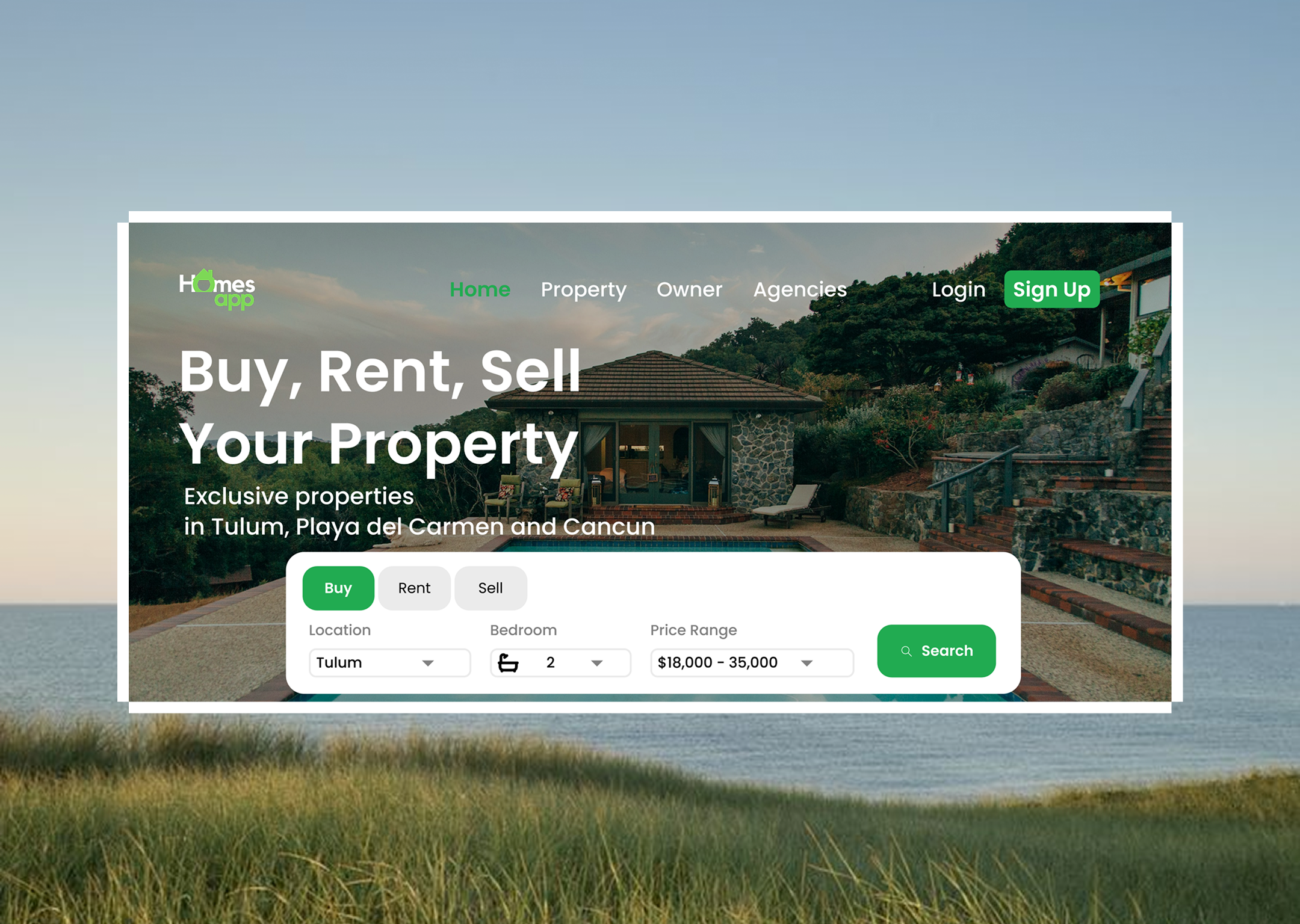 Property Agency Landing Page branding design figma graphic design landing page landing page design minimal property rental ui ui design website design