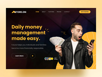 Money Management Header Design app bank banking debit design dollar finance finance website fintech landing page management money saas template transfer ui ux wallet web website