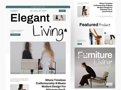 FurniSpace ✦ Elegant Living Furniture Website designinspiration dribbble e commerce ecommerce website figma furniture website homepage design interior design website landing page marketing website online store product showcase shopping website ui ui design userinterface visual design web design web layout website design