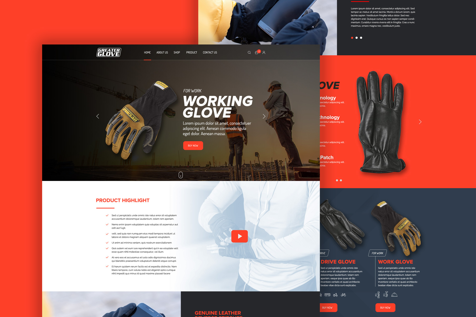 Landing Page Design - Glove Ecommerce Web Concept branding clean creative design ecommerce design glove graphic design hero section homepage concept interface design landing page design modern product landing page product showcase professional responsive web uiux design web design website design
