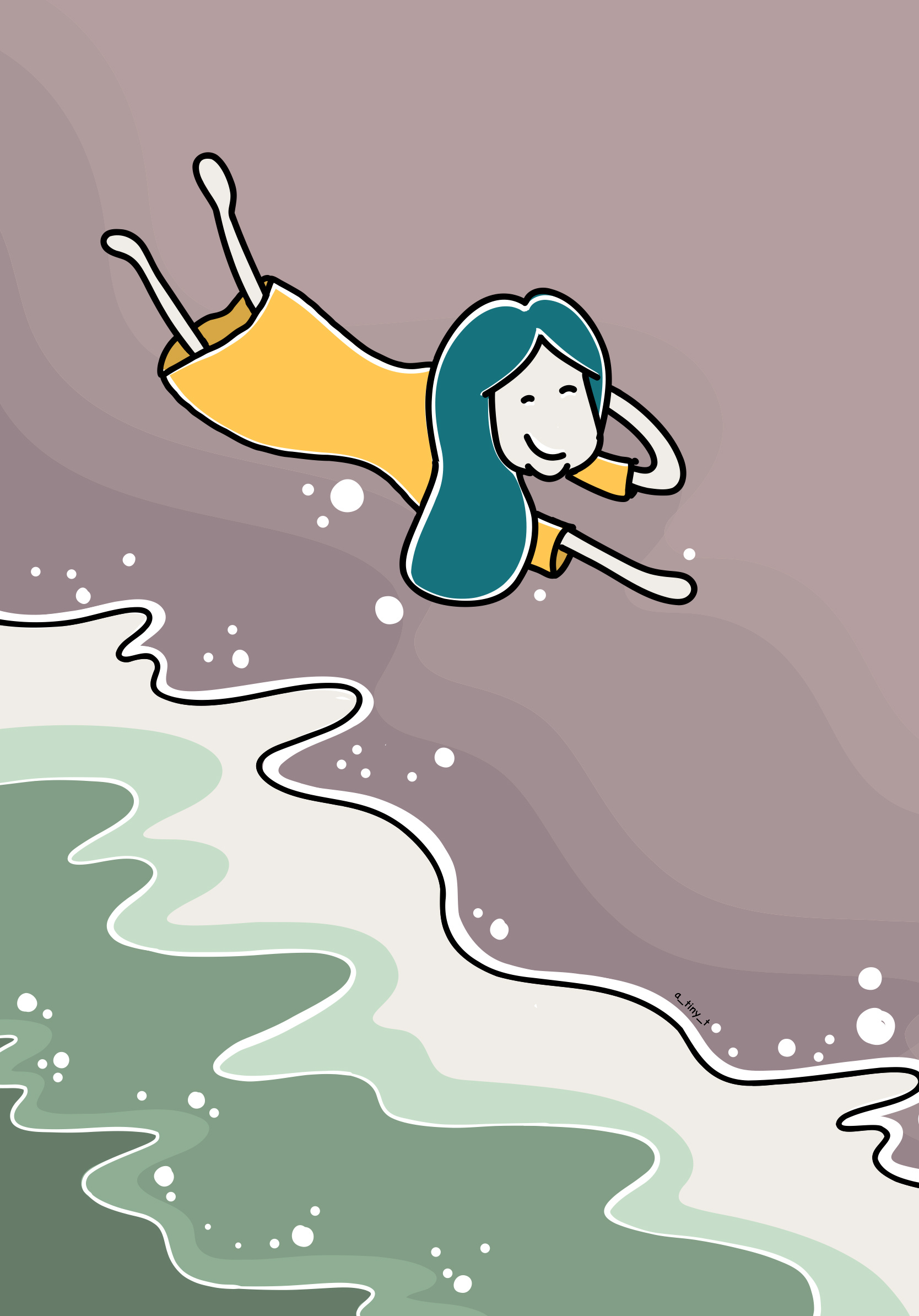 Beach mode on anime style art beach character design doodle drawing graphic design illustration playful solid vector