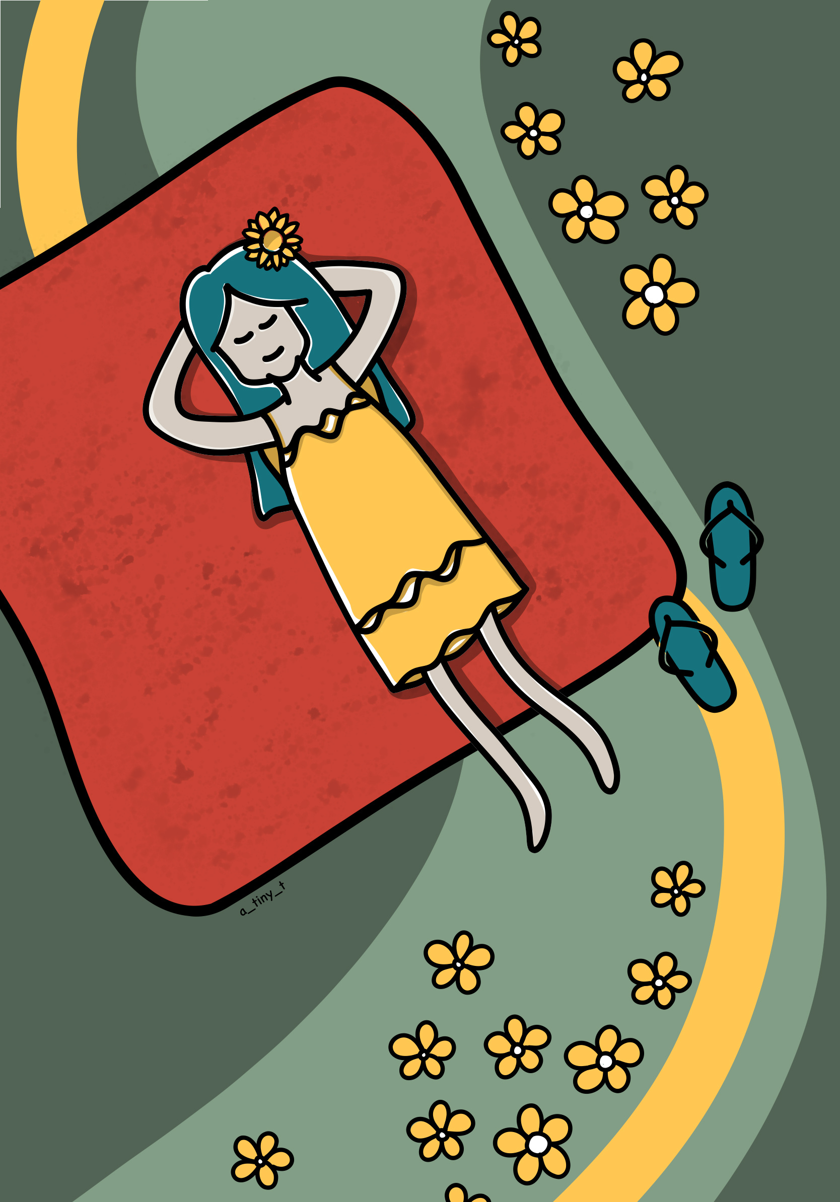 Yellow summer anime style art character design chill cute drawing graphic design illustration playful solid vector