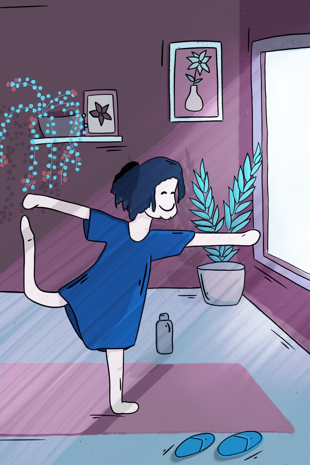 Yoga a day anime style art character design drawing graphic design health illustration playful solid vector yoga