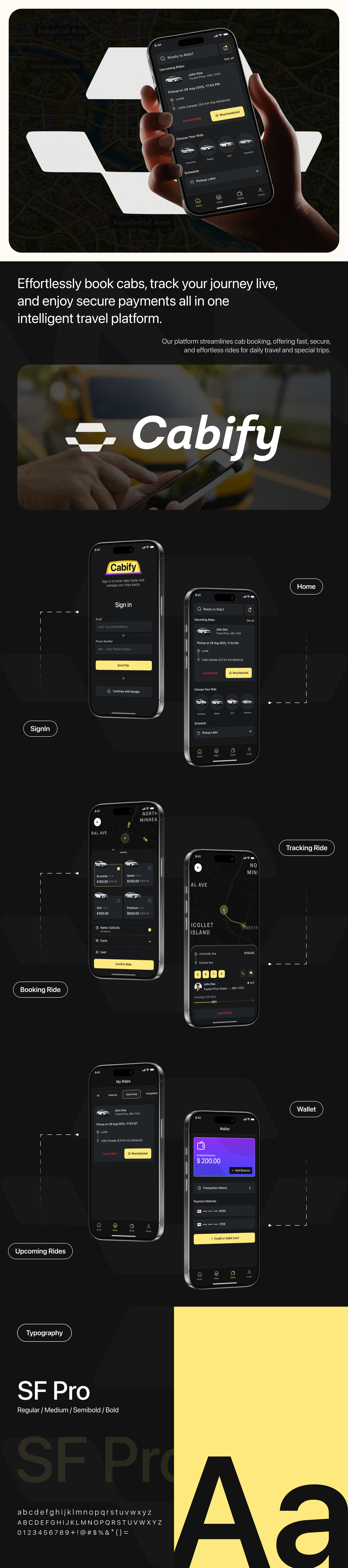 Cabify - Your Smart Ride Companion appdesign branding design logo ride hailing ui uiux ux ux design zignuts