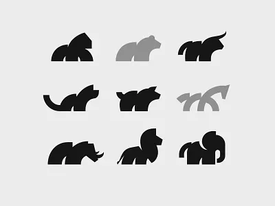 Animal logos from Simple Shapes animals bear branding bull cat design elephant gorilla horse illustration lion logo mark minimal pig rhinosirus samadaraginige shapes simple throwbackthursday