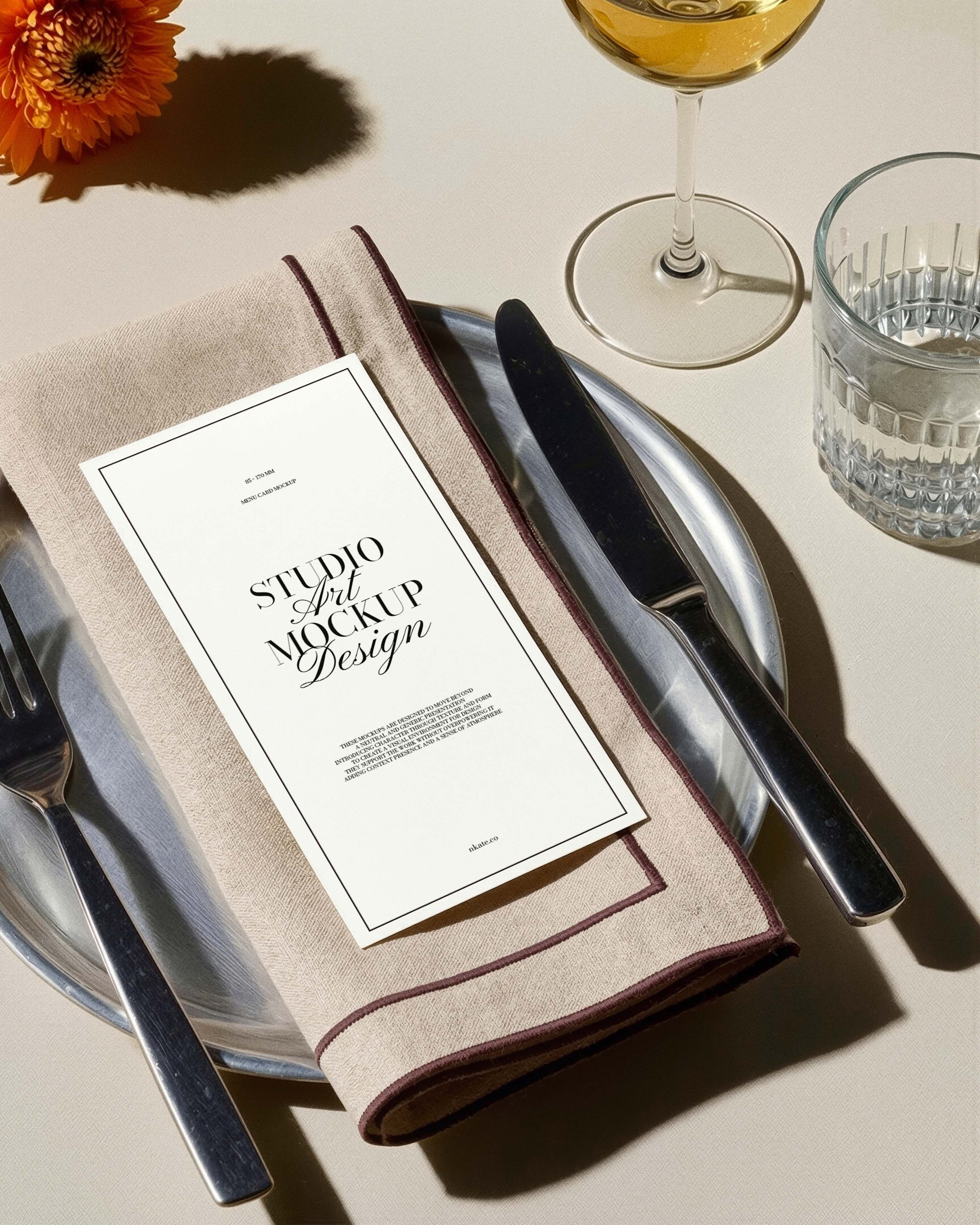 Slim Menu Card Mockup branding design graphic design menu mockup restaurant still life