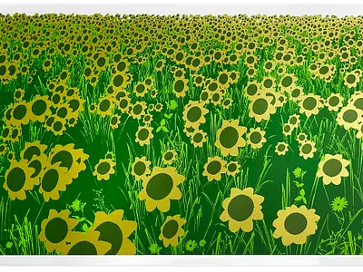 Sunflower field illustration landscape limitededition screenprint