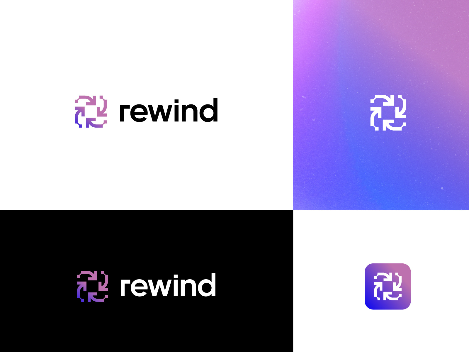 Rewind - Ai platform logo ai ai platform arrow logo artificial intelligence logo best logo designers 2025 gradient logo modern logo pink purple purple pink gradient recycle logo rewind tech logo top 10 logo designers bangladesh top logo designers dribbble top ten logo designers dribbble