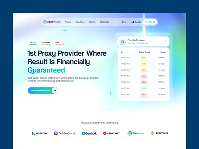 NodeMaven — Proxy Service Landing Page branding clean design design fintech hero section homepage landing page logo design saas saas design startup typography ui design ux design wavespace web app web design web ui website