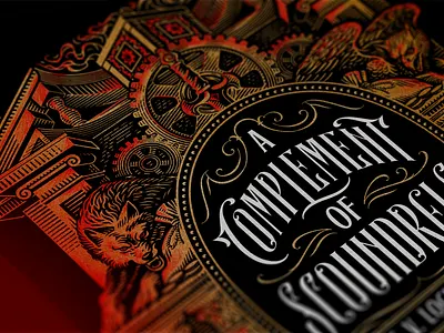 A Complement of Scoundrels anima book cover design drawing engraving graphic design illustration mystery typography vintage wolf