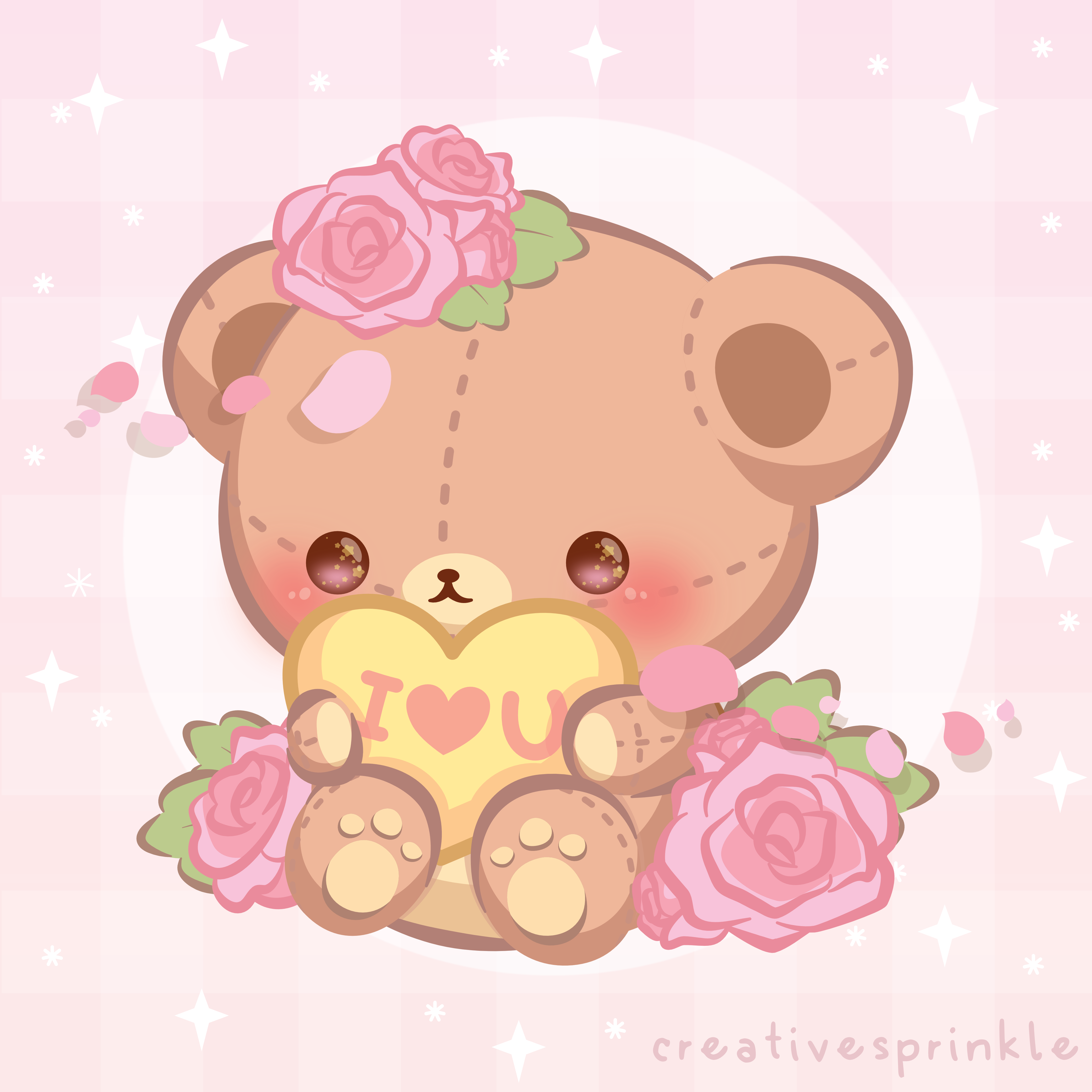 Pink Roses Cute Floral Valentine Series balloon bear bouquet crystal cute floral ipad art key pastels petals pink potion roses valentine vector artist