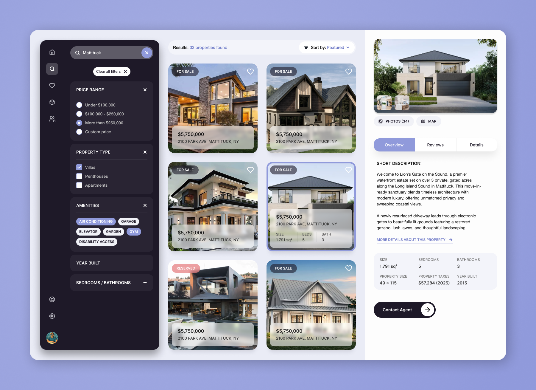 Modern Real Estate / Dashboard ui ux web design