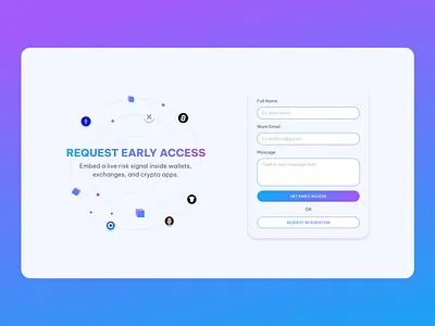 Early access request form UI/UX crypto trading ui ux web app website