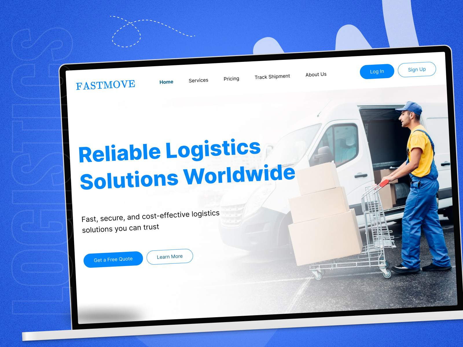 Modern Logistics Website UI Design | Apptechies branding business website dashboard ui landing page design logistics ui ux logistics website mobile app modern web design supply chain design transportation website web ui design