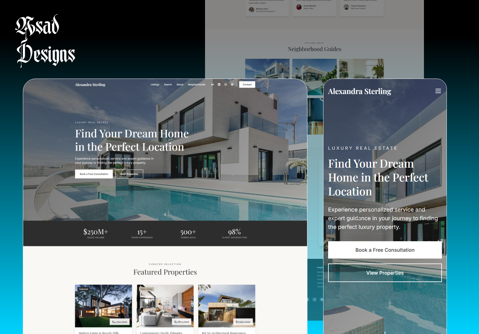 Real Estate Website UI/UX – Property Listing Design clean design figma frontend development house listing html css javascript landing page minimal web design modern website netlify property listing property website real estate agent real estate ui real estate website realtor website responsive design ui uiux design web design