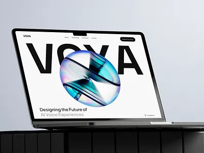 AI Voice Landing Page 3d 3d animation abstract ai assistant ai interaction ai sphere ai voice animation hero section landing page macbook motion graphics orb siri sphere voice voice assistant voice design