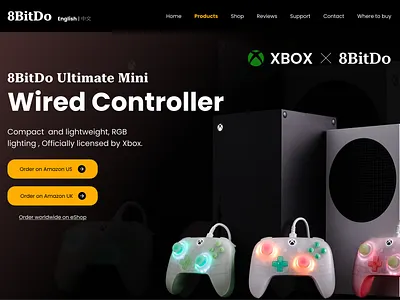 Landing page design for 8BitDo landing page product ui ux website design