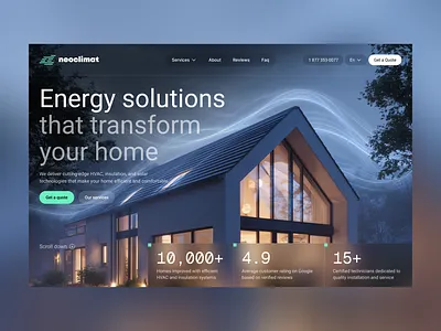 Hero Section Design for Home Services Website animation b2b b2c branding clean design graphic design hero section landing page minimal design mobile design motion graphics product design service design ui ux web ui