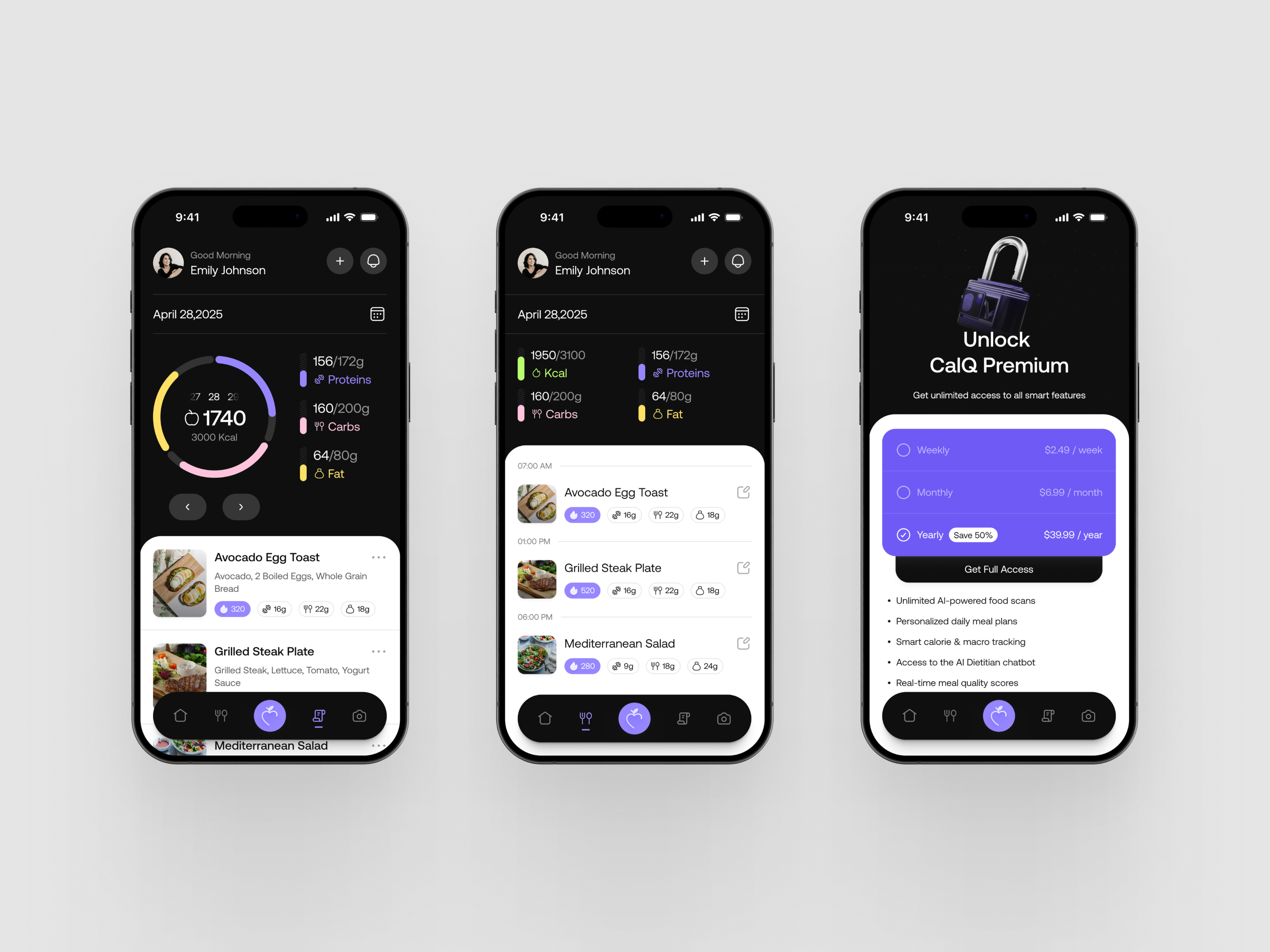 Calx - Mobil App app calories diet food health app iu list meal plan mobil app nutrition product product design scan track tracker ux