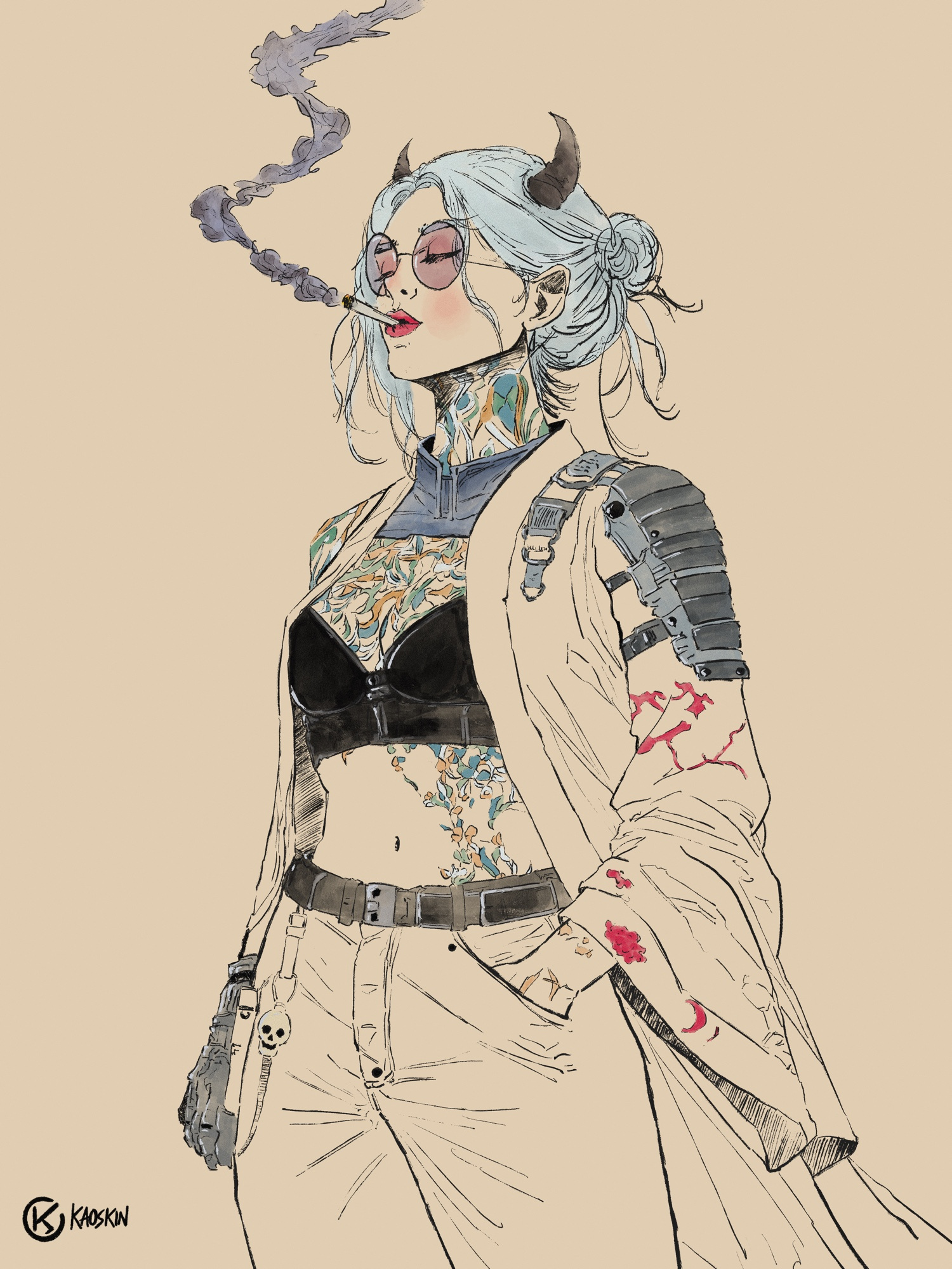 Cinder characterart characterdesign conceptart darkart digitaldrawing digitalillustration femalecharacter futuristic illustration indieartist ink lineart procreate sketch sketchy tattooart