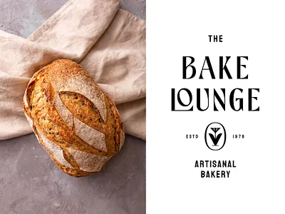 The Bake Lounge Logo artisanal bake bakery branding bread crest elegant emblem flour flower logo lounge luxury nature open pastry premium sophisticated typography