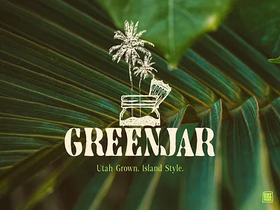 GreenJar Bev Co. Branding branding datradman green jar hand drawn hand drawn logo juice bar juice logo mason jar logo palm tree logo pineapple logo rustic logo smoothing logo tropical logo