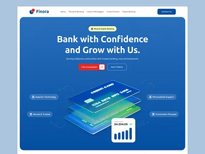 Modern Financial Partners Landing Page UI | Banking Landing Page banking website bankingui branding creditunion design figma financialwebsite fintech homepage illustration landing page saasui ui