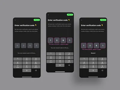 Verification Code Error State UI app design error state mobile product design ui ux verification code