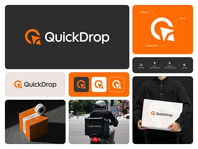 QuickDrop – Modern Delivery Logo & Brand Identity arrow logo brand identity business logo corporate branding courier creative logo delivery delivery service logo fast delivery logo logo design logo mark logo type minimal logo modern logo parcel q logo shipping logo visual identity
