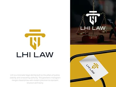 LHI Law – Minimal Legal Logo & Brand Identity Design. brand identity corporate branding graphic design h logo identity design justice law law firm law firm logo legal branding letter maker lhi logo logo design luxury logo minimalist logo modern logo monogram professional
