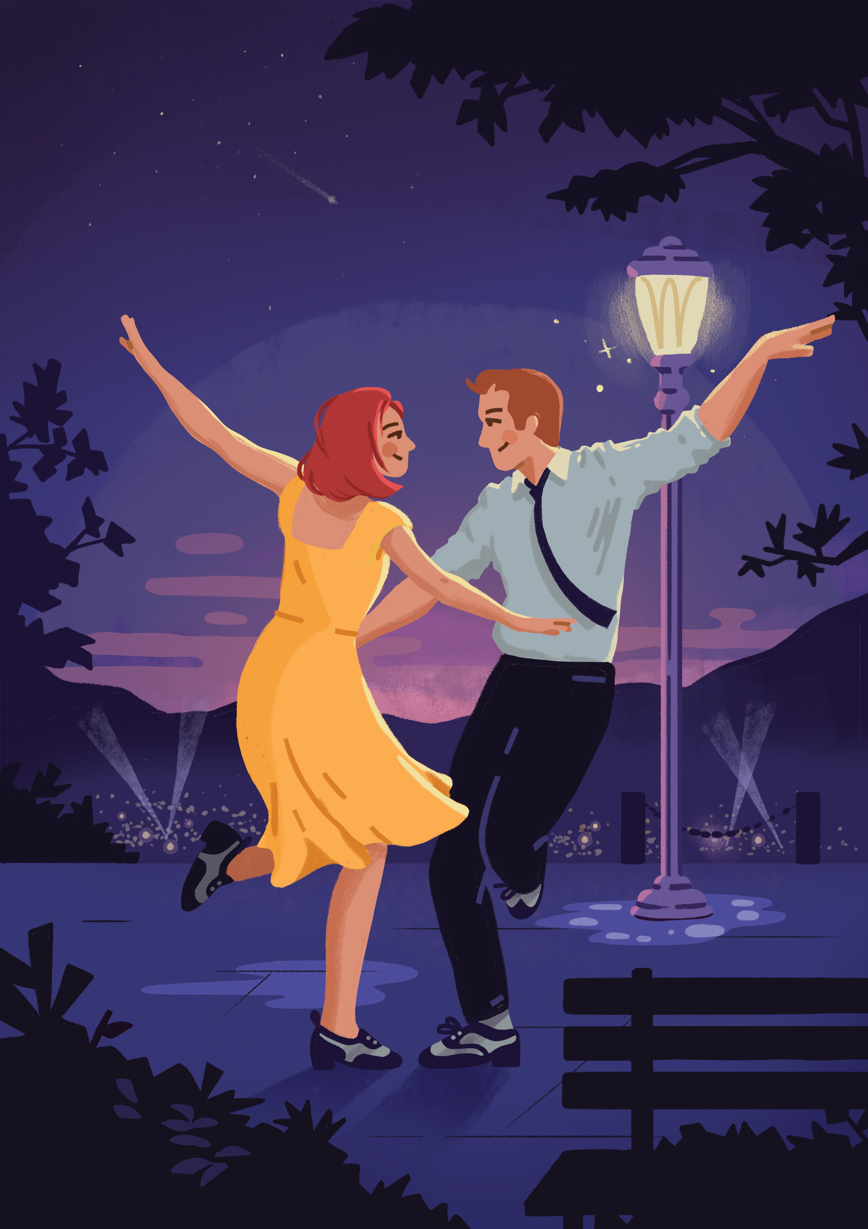 La La Land Illustration brush character design film poster illustration la la land poster