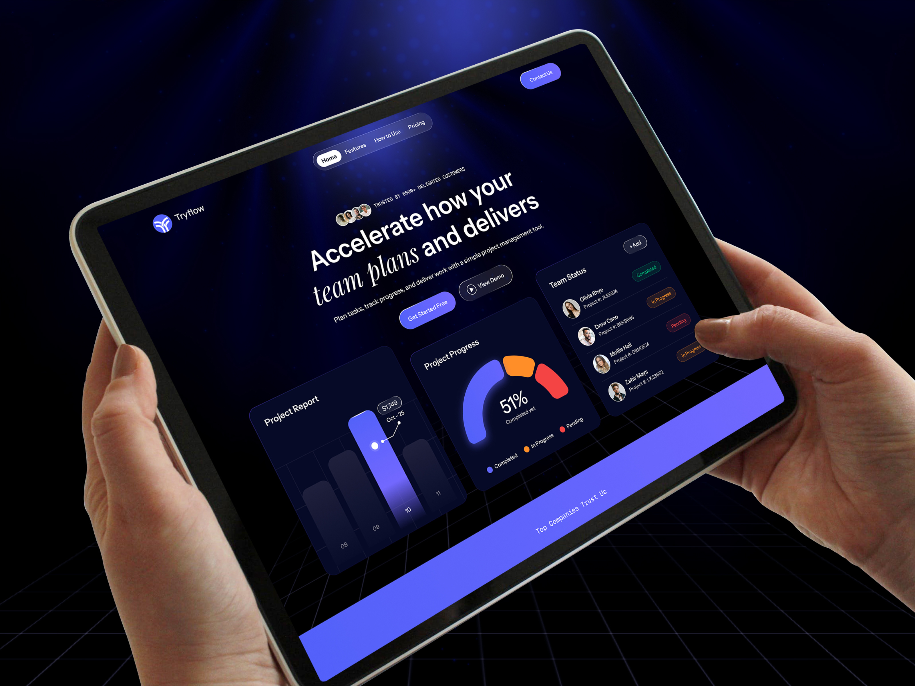 TryFlow SaaS landing page design branding clean design illustration interface landing page management dashboard minimal saas saas landing page saas website saas website template ui ui design webflow webflow template website design