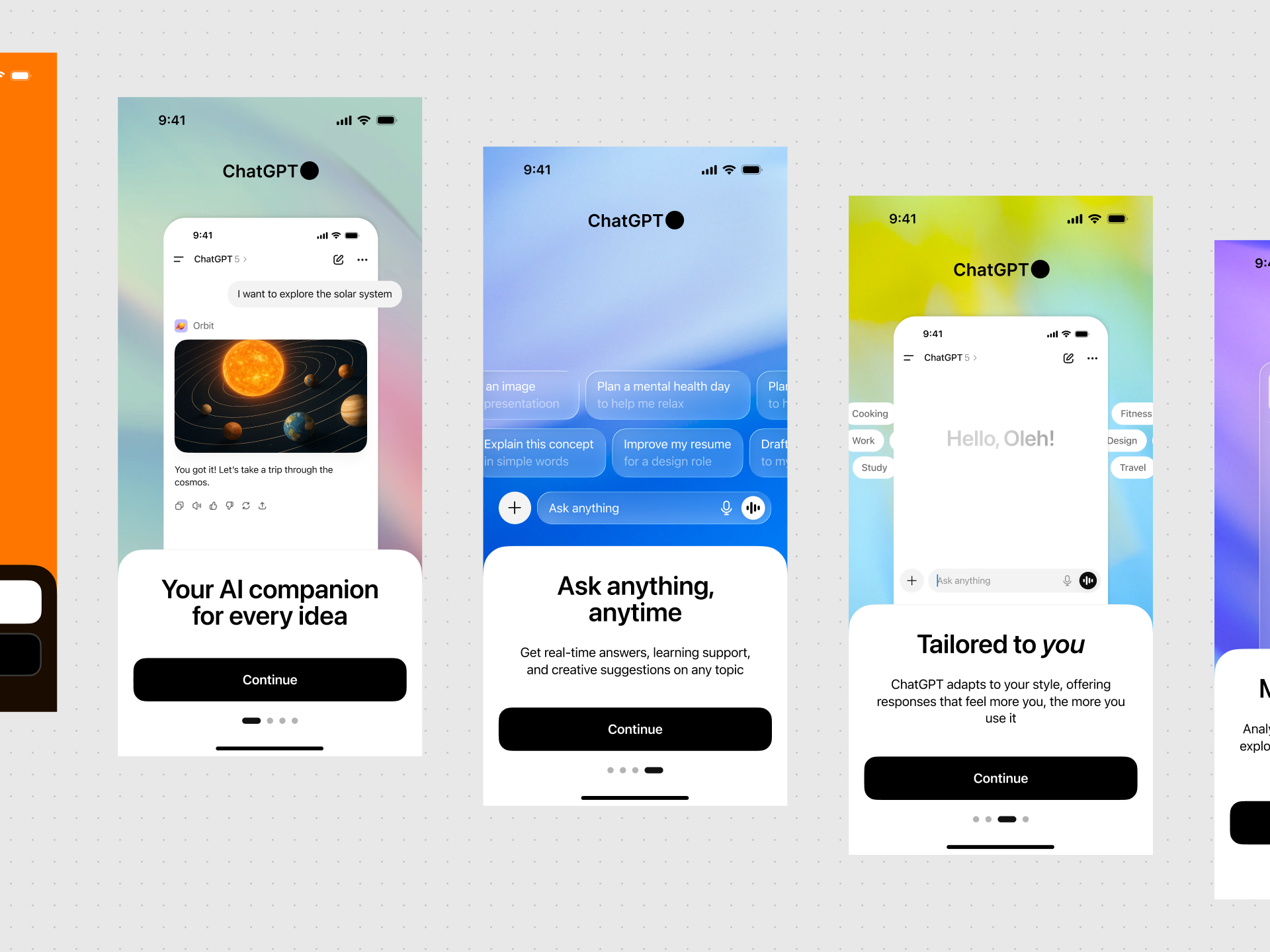 ChatGPT Onboarding aiux app chatgpt design mobile app onboarding ui ux