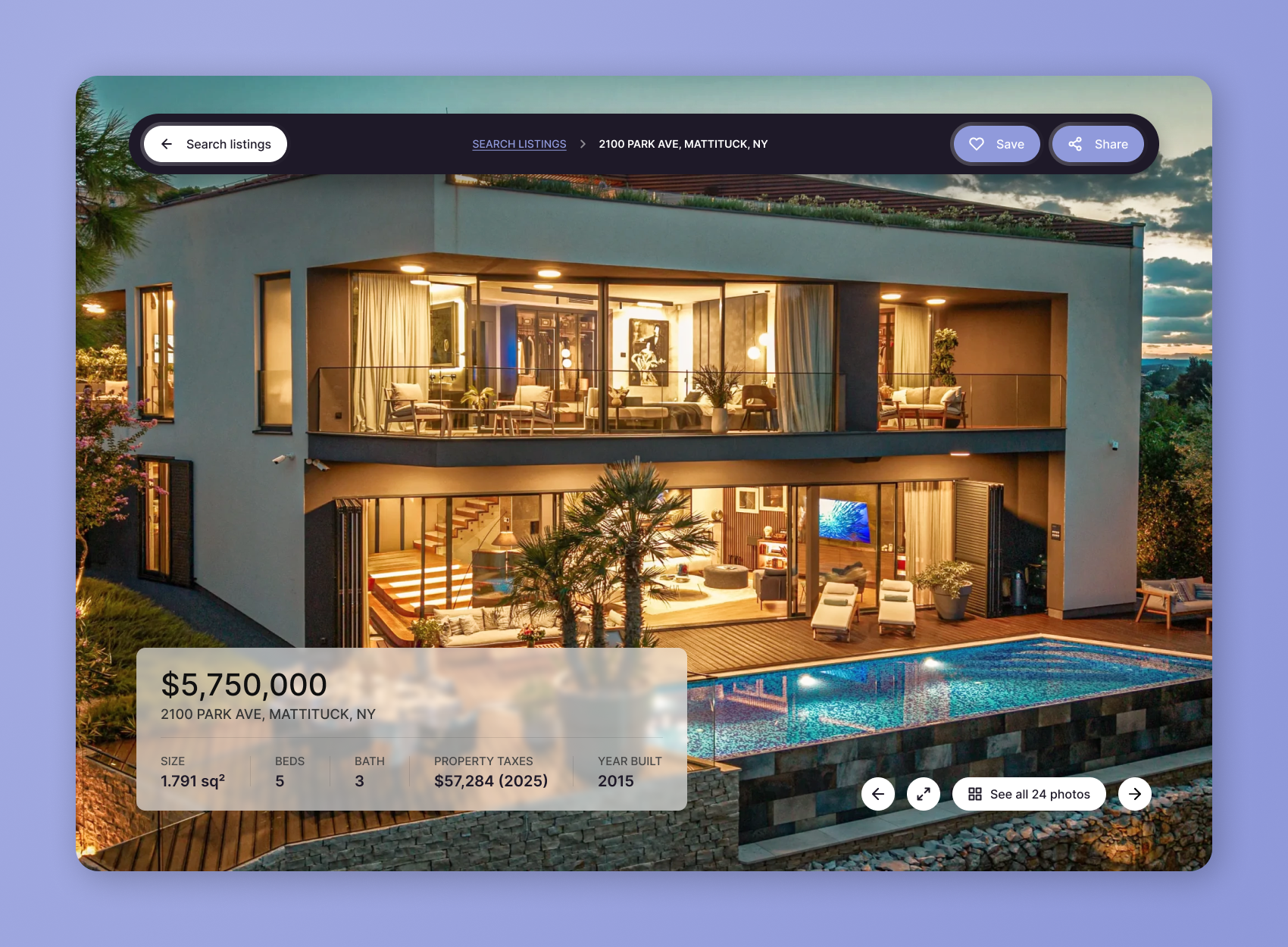 Modern Real Estate / Property detail / Hero section ui ux web design