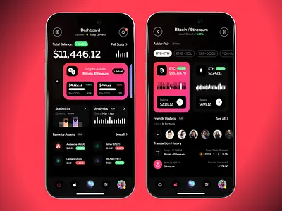 Crypto Trading App — Dark UI blockchain crypto app crypto trading dark mode dark ui dashboard finance app fintech mobile app mobile ui product design trading app ui design ui ux ux design web3