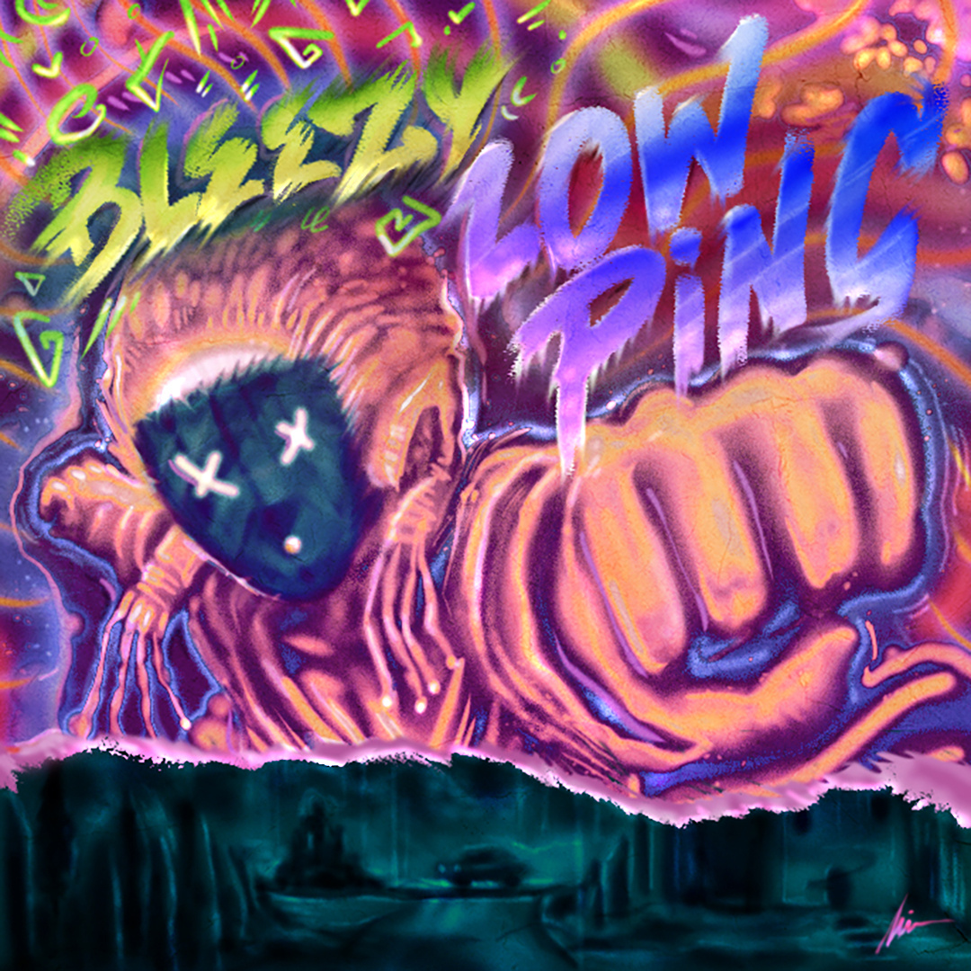 "Low Ping" abstract art branding color pencil cover design draw dream fight graffiti hiphop illustration music typography vintage water ink