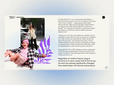 Vogue business | Archrival: Gen Z article animation collage cursor editorial fashion hover illustration interaction magazine parallax scroll shader storytelling ui webgl website